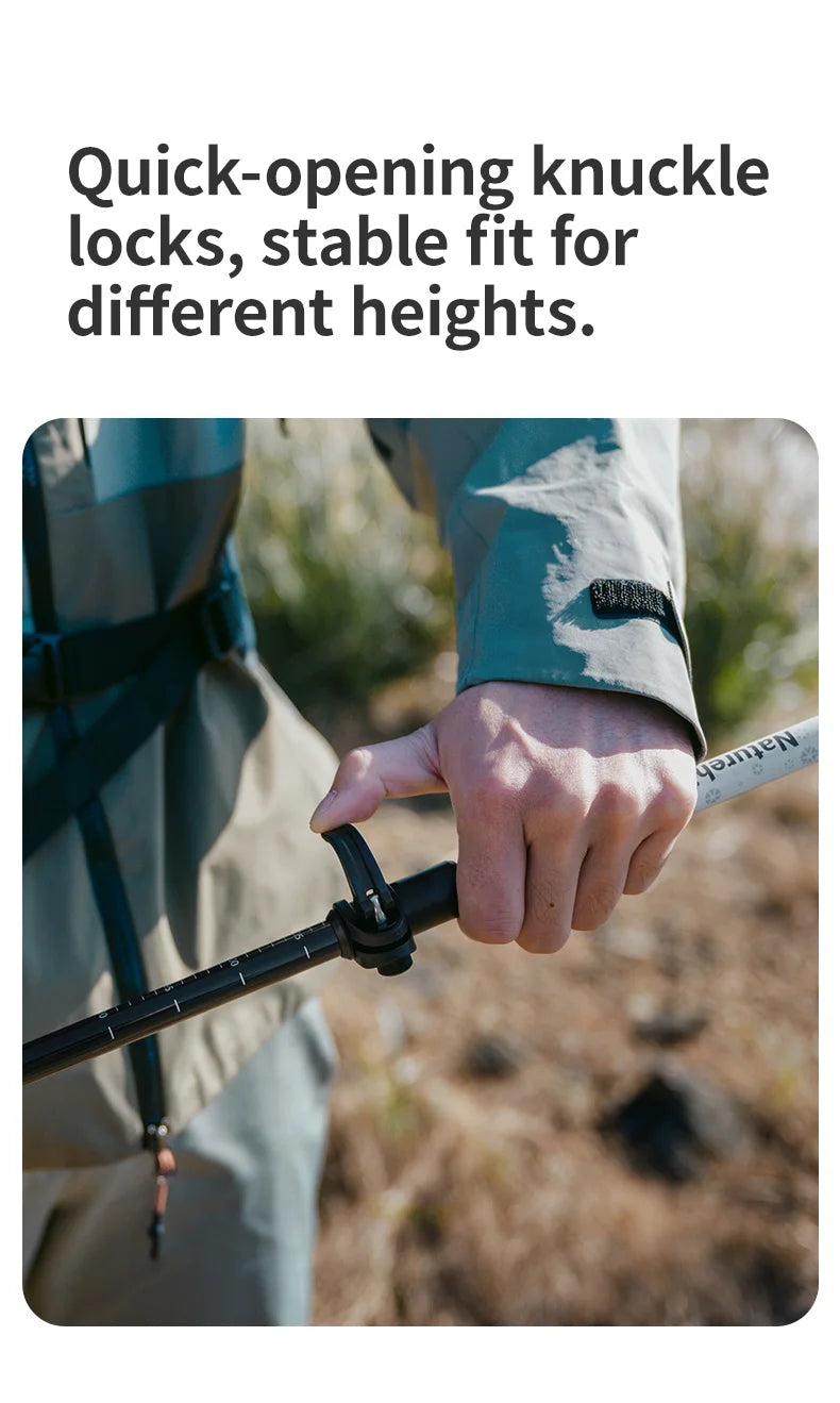 Naturehike Ultralight Carbon Fiber Trekking Poles Walking Sticks Hiking Canes Folding Aluminum Walking Pole Telescopic Sticks