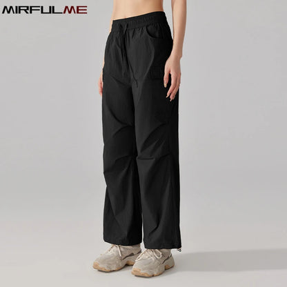 Summer Women Hiking Pants Loose Thin Sport Pant Resisting Wind & Rain Drawstring Running Trousers Gym Fitness Jogger Pant Female