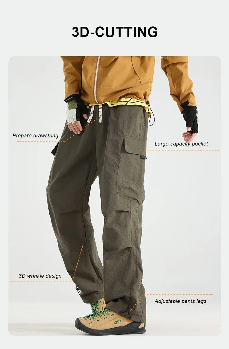 Men's Water-repellent Hiking Cargo Pants Breathable Fashion Cargo Pants Women Autumn Trousers Fishing Camping Casual Pants Male