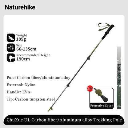 Naturehike Ultralight Carbon Fiber Trekking Poles Walking Sticks Hiking Canes Folding Aluminum Walking Pole Telescopic Sticks