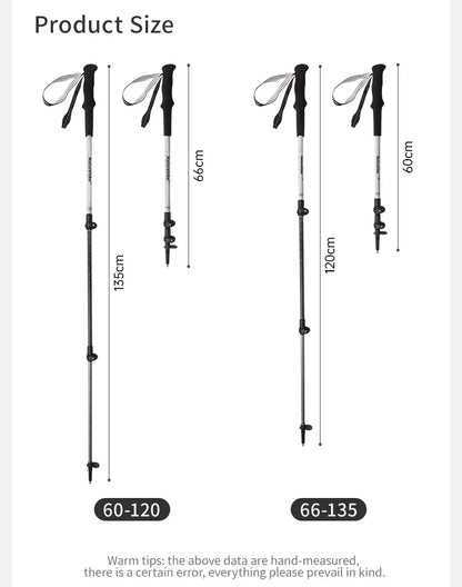 Naturehike Ultralight Carbon Fiber Trekking Poles Walking Sticks Hiking Canes Folding Aluminum Walking Pole Telescopic Sticks
