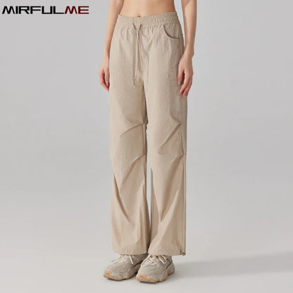 Summer Women Hiking Pants Loose Thin Sport Pant Resisting Wind & Rain Drawstring Running Trousers Gym Fitness Jogger Pant Female