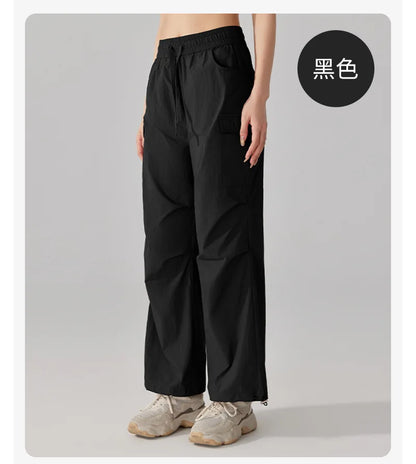 Summer Women Hiking Pants Loose Thin Sport Pant Resisting Wind & Rain Drawstring Running Trousers Gym Fitness Jogger Pant Female