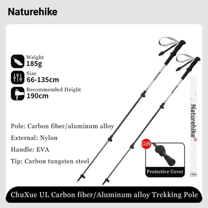Naturehike Ultralight Carbon Fiber Trekking Poles Walking Sticks Hiking Canes Folding Aluminum Walking Pole Telescopic Sticks
