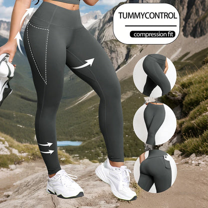 Hiking Pants Women Leggings with Pockets Tummy Control Workout Leggings Stretchy Workout Running Gym Yoga Pants Casual Wear