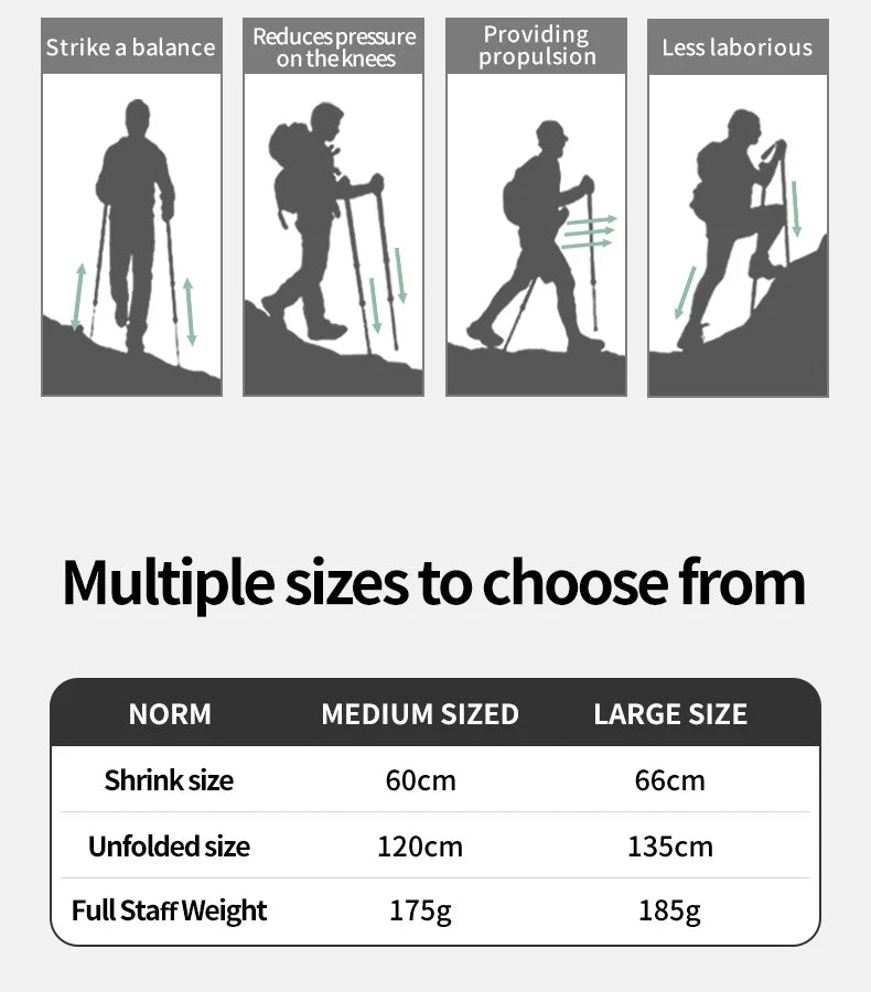 Naturehike Ultralight Carbon Fiber Trekking Poles Walking Sticks Hiking Canes Folding Aluminum Walking Pole Telescopic Sticks