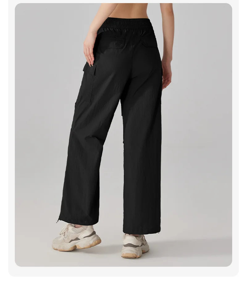 Summer Women Hiking Pants Loose Thin Sport Pant Resisting Wind & Rain Drawstring Running Trousers Gym Fitness Jogger Pant Female