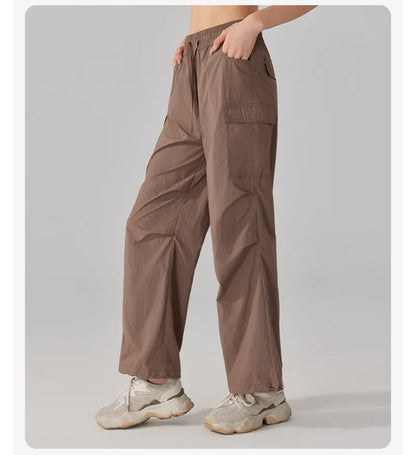 Summer Women Hiking Pants Loose Thin Sport Pant Resisting Wind & Rain Drawstring Running Trousers Gym Fitness Jogger Pant Female