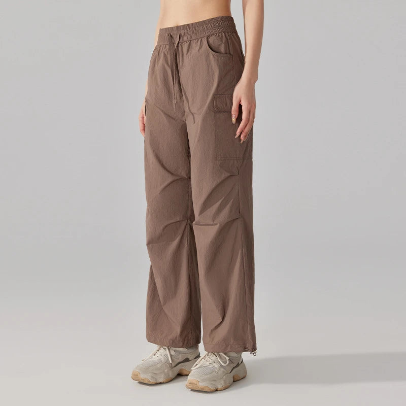 Summer Women Hiking Pants Loose Thin Sport Pant Resisting Wind & Rain Drawstring Running Trousers Gym Fitness Jogger Pant Female