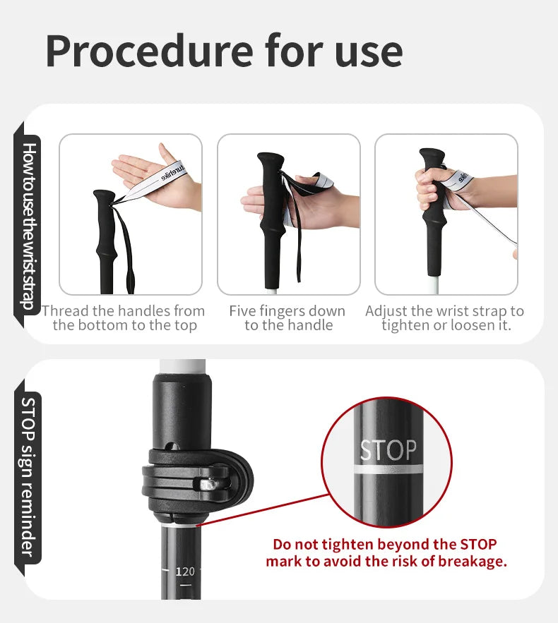 Naturehike Ultralight Carbon Fiber Trekking Poles Walking Sticks Hiking Canes Folding Aluminum Walking Pole Telescopic Sticks