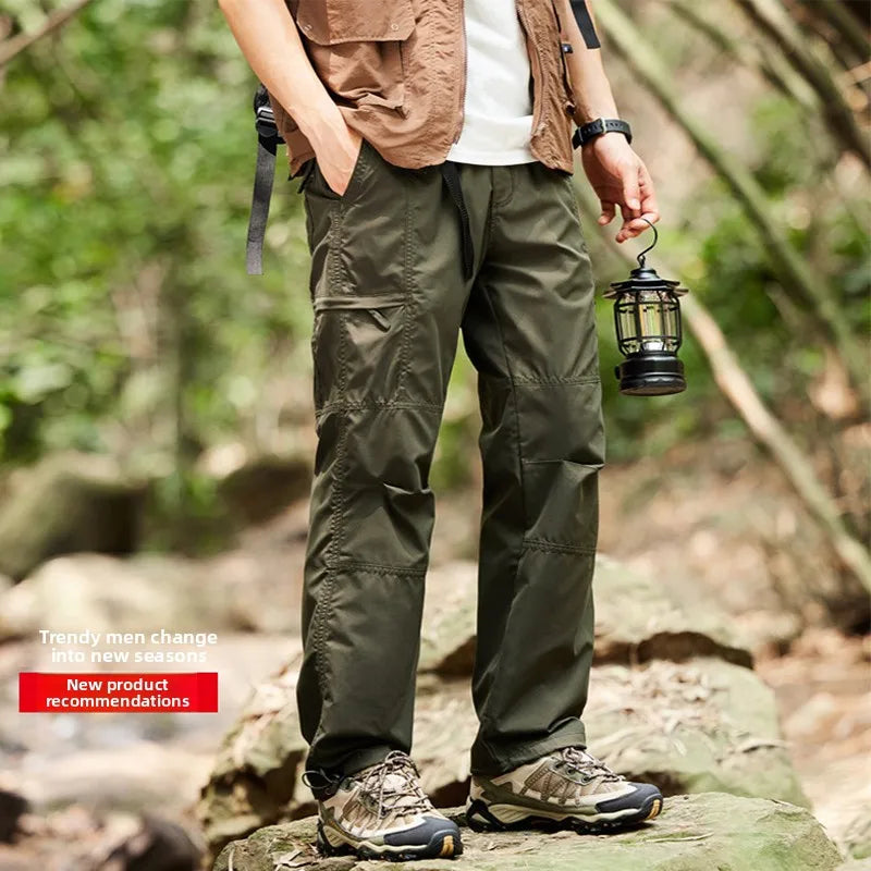 Men's Outdoor Hiking Pants Windproof Waterproof Thin Softshell Cold-Resistant Spring Summer Outdoor Wear Trousers