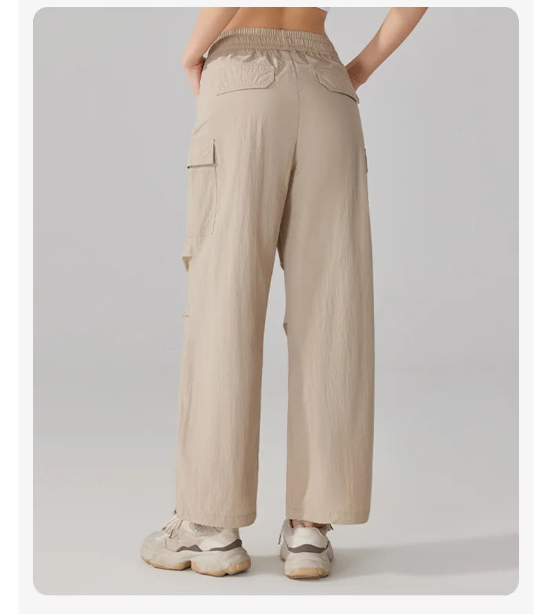 Summer Women Hiking Pants Loose Thin Sport Pant Resisting Wind & Rain Drawstring Running Trousers Gym Fitness Jogger Pant Female