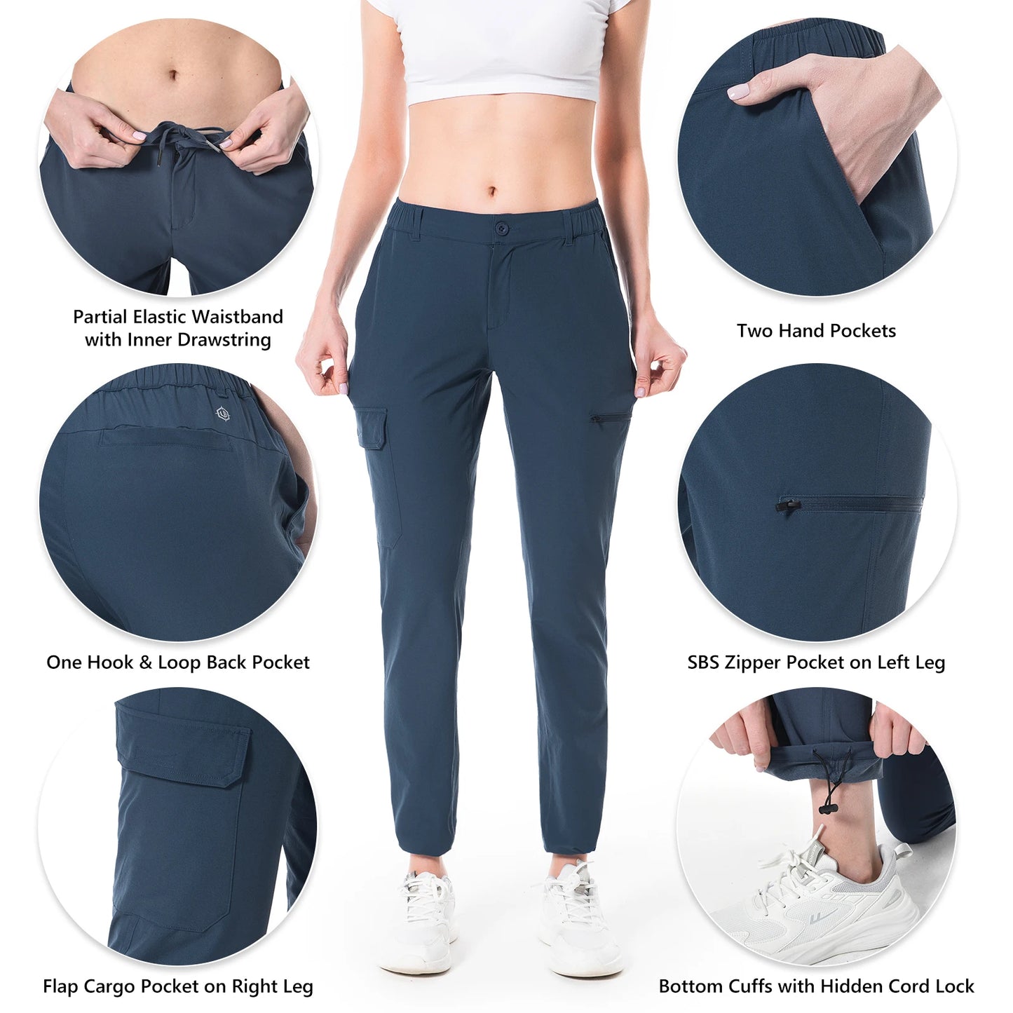 Lightbare Women’s Lightweight Cargo Hiking Pants Quick Dry Stretchy Water Resistant UPF 50+ with Pockets for Summer Outdoor