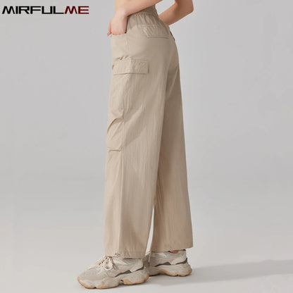 Summer Women Hiking Pants Loose Thin Sport Pant Resisting Wind & Rain Drawstring Running Trousers Gym Fitness Jogger Pant Female