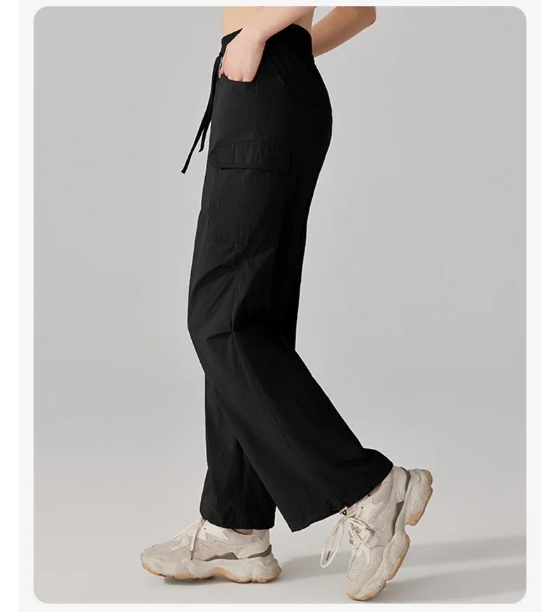 Summer Women Hiking Pants Loose Thin Sport Pant Resisting Wind & Rain Drawstring Running Trousers Gym Fitness Jogger Pant Female