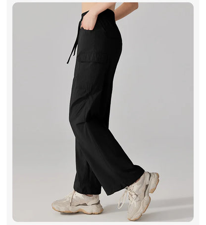 Summer Women Hiking Pants Loose Thin Sport Pant Resisting Wind & Rain Drawstring Running Trousers Gym Fitness Jogger Pant Female