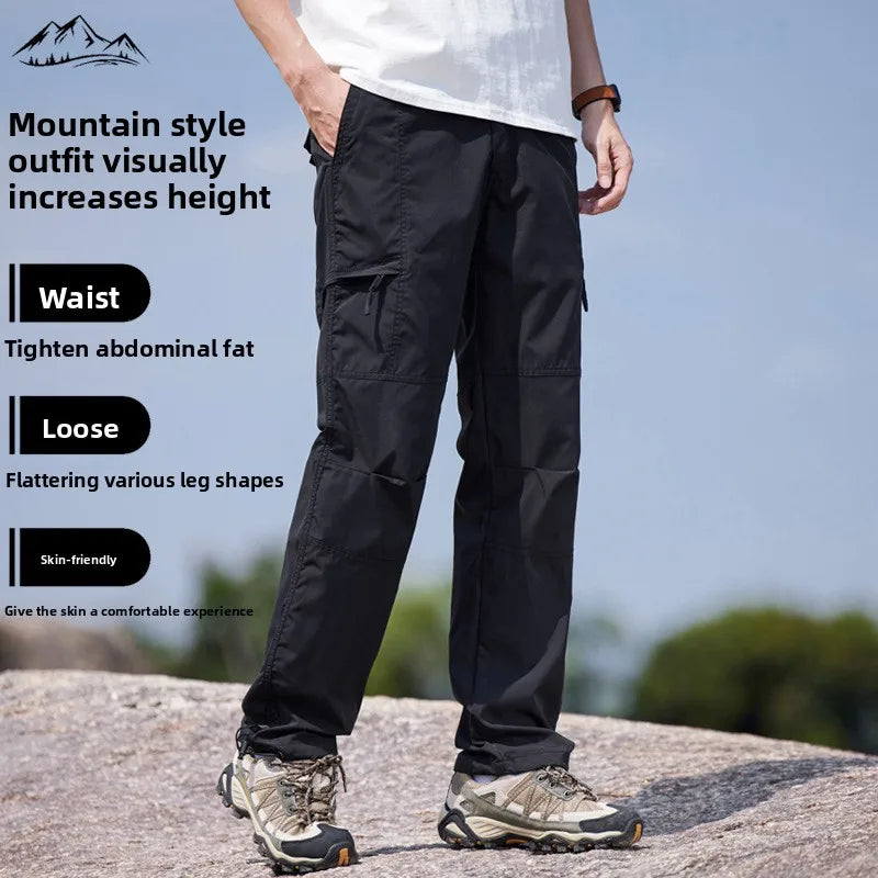 Men's Outdoor Hiking Pants Windproof Waterproof Thin Softshell Cold-Resistant Spring Summer Outdoor Wear Trousers