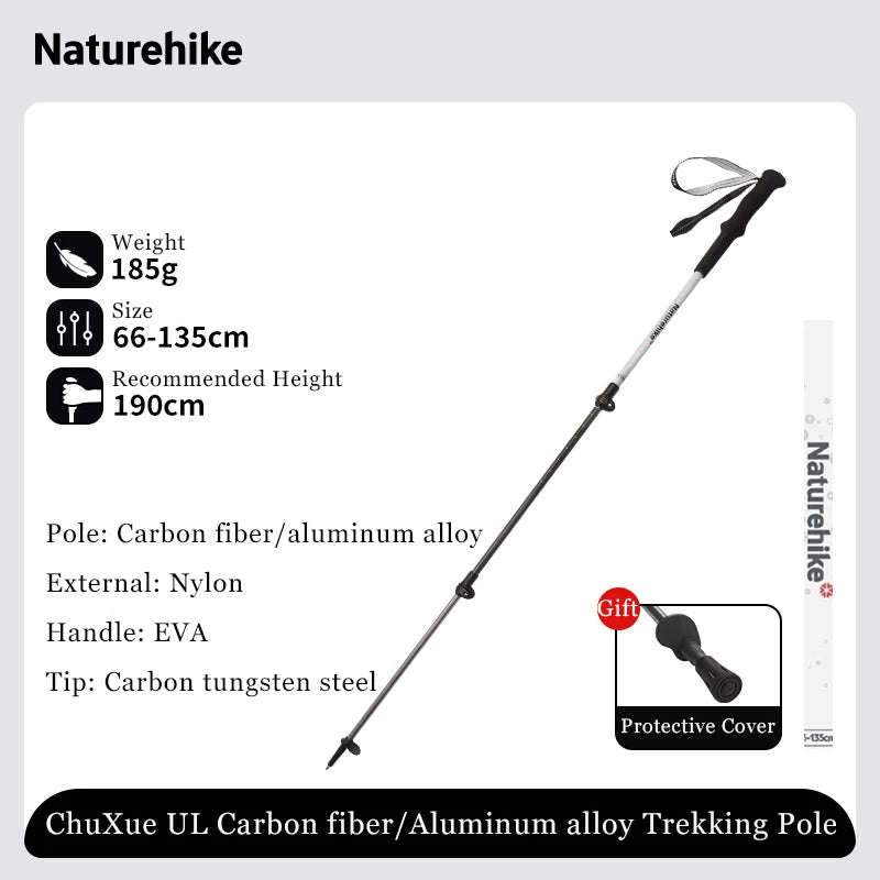 Naturehike Ultralight Carbon Fiber Trekking Poles Walking Sticks Hiking Canes Folding Aluminum Walking Pole Telescopic Sticks