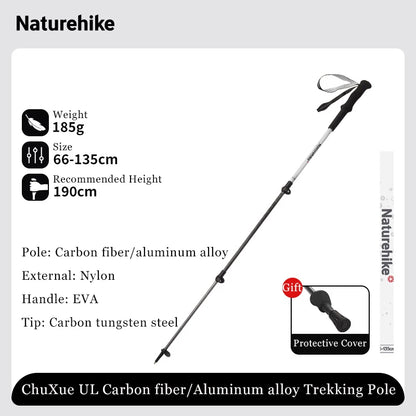 Naturehike Ultralight Carbon Fiber Trekking Poles Walking Sticks Hiking Canes Folding Aluminum Walking Pole Telescopic Sticks