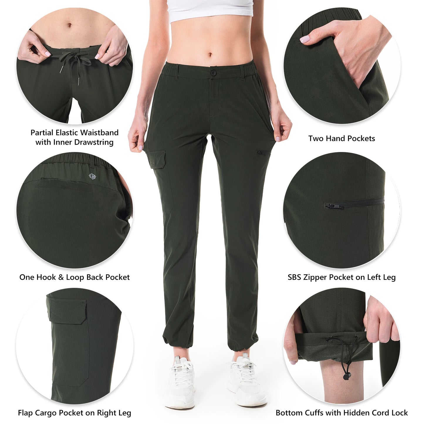 Lightbare Women’s Lightweight Cargo Hiking Pants Quick Dry Stretchy Water Resistant UPF 50+ with Pockets for Summer Outdoor