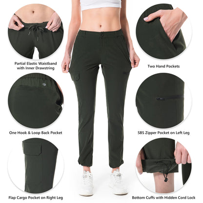 Lightbare Women’s Lightweight Cargo Hiking Pants Quick Dry Stretchy Water Resistant UPF 50+ with Pockets for Summer Outdoor