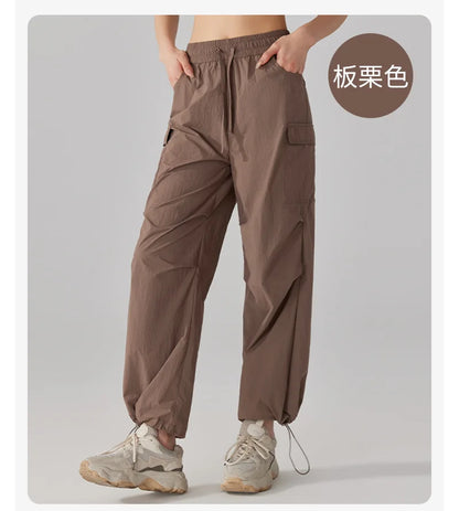 Summer Women Hiking Pants Loose Thin Sport Pant Resisting Wind & Rain Drawstring Running Trousers Gym Fitness Jogger Pant Female