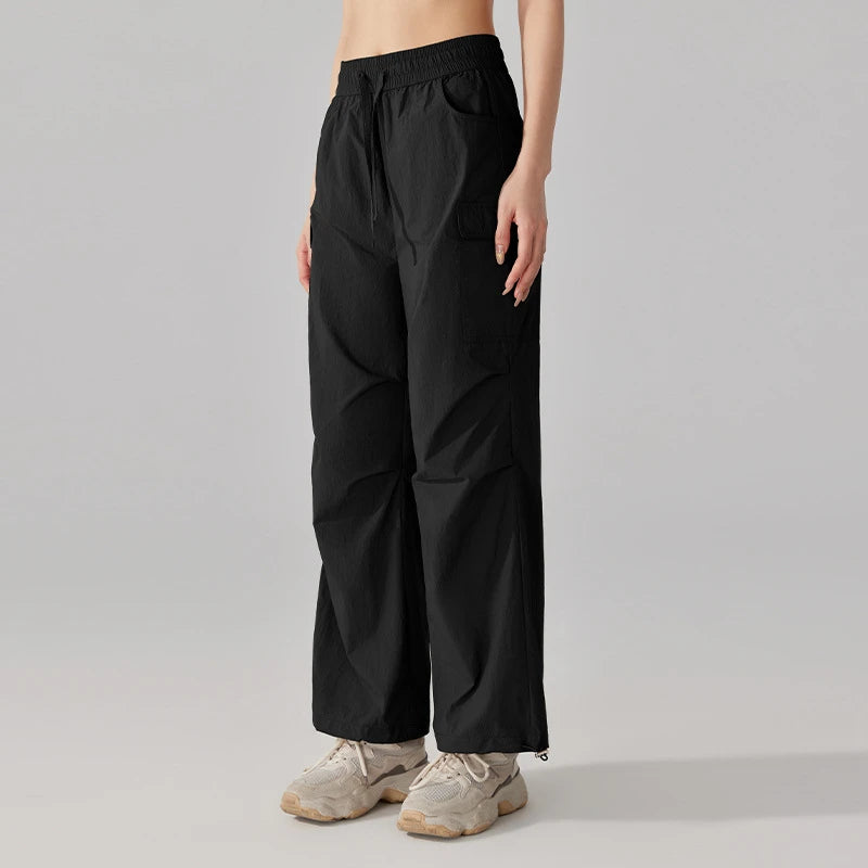 Summer Women Hiking Pants Loose Thin Sport Pant Resisting Wind & Rain Drawstring Running Trousers Gym Fitness Jogger Pant Female